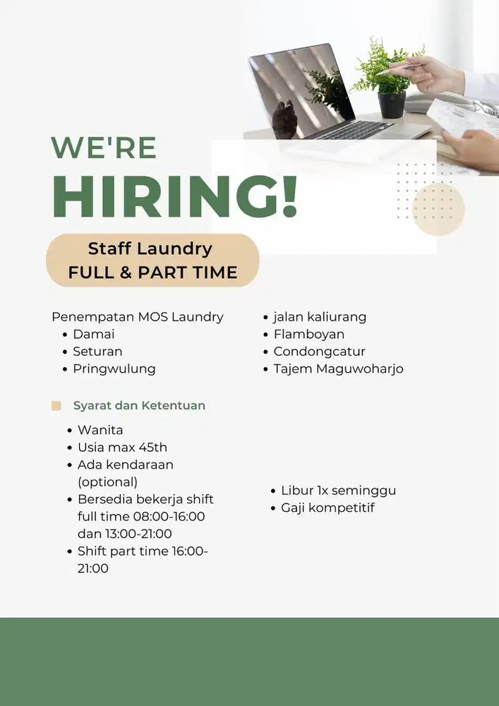 Dibutuhkan Karyawan Laundry