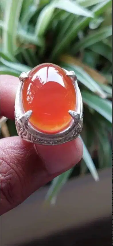 Cincin Kalsedon Oren Bening Antik