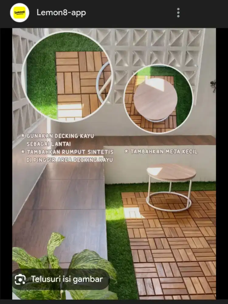 Lantai Parkit Kayu Jati belanda alas plastik bonus Alas utk taman