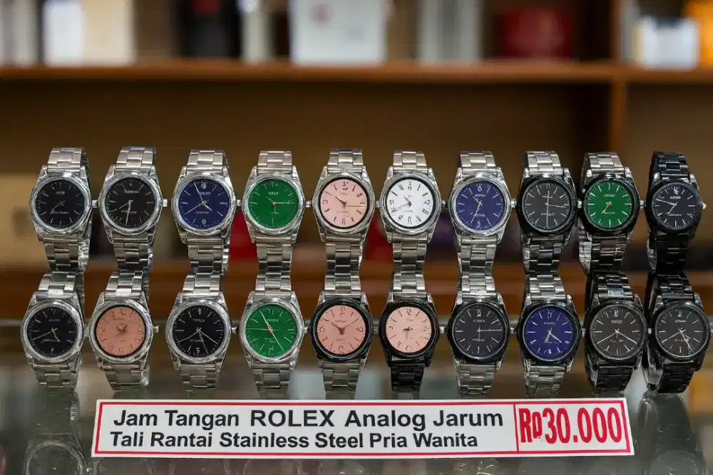 Jam Tangan R0lex Analog Jarum Tali Rantai Stainless Steel Pria Wanita