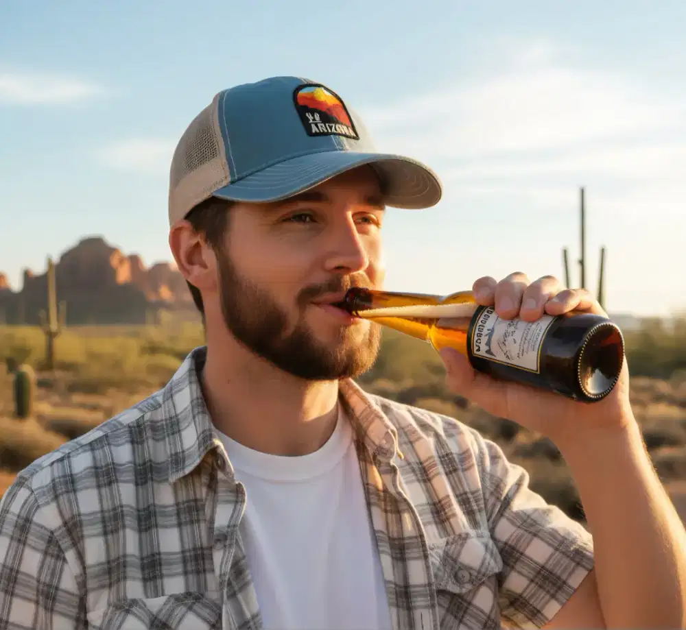 Topi Trucker Vintage Arizona Original Second Baby Blue Cream