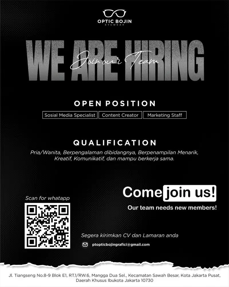 Dibutuhkan! Marketing, Content Creator, Editor Social Media Specialist