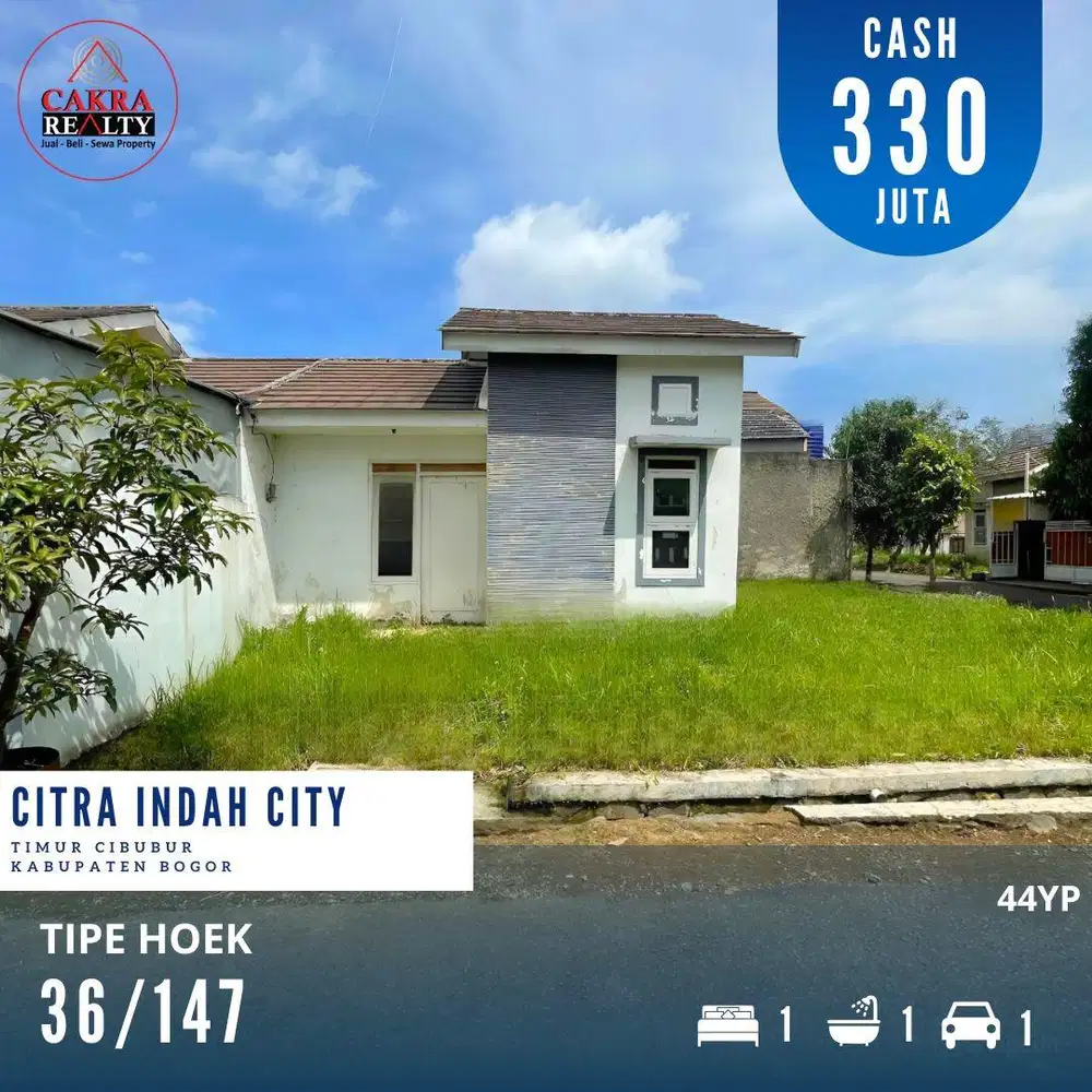 Rumah posisi hoek murah di citra indah city