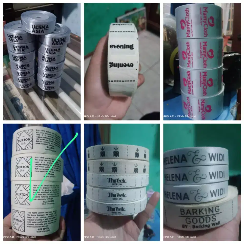 Label baju bahan katun/satin