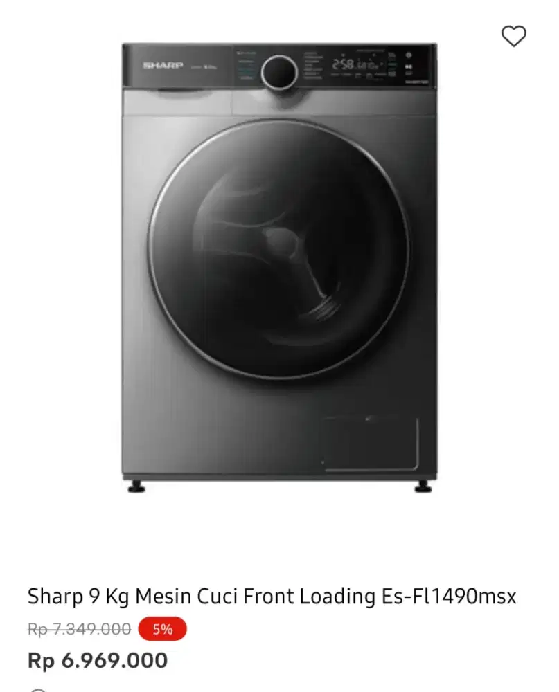 SHARP WM FRONT LOAD 9 KG