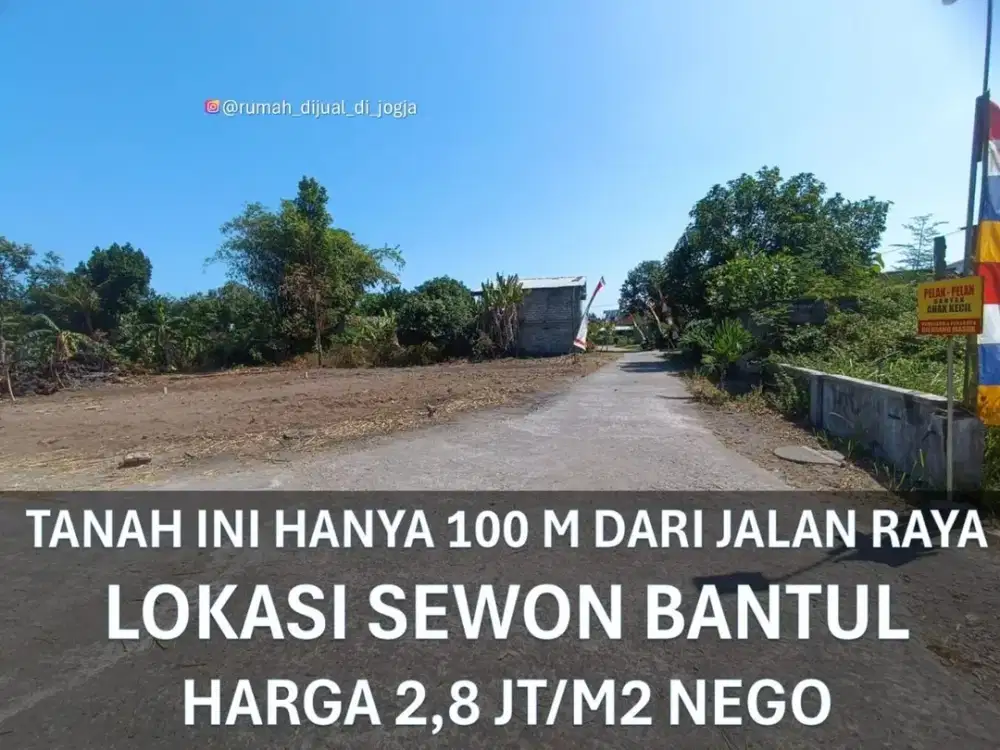 Tanah dekat Stadion Sultan Agung di Jl Imogiri Barat KM 8 Sewon Bantul Jogja Selatan