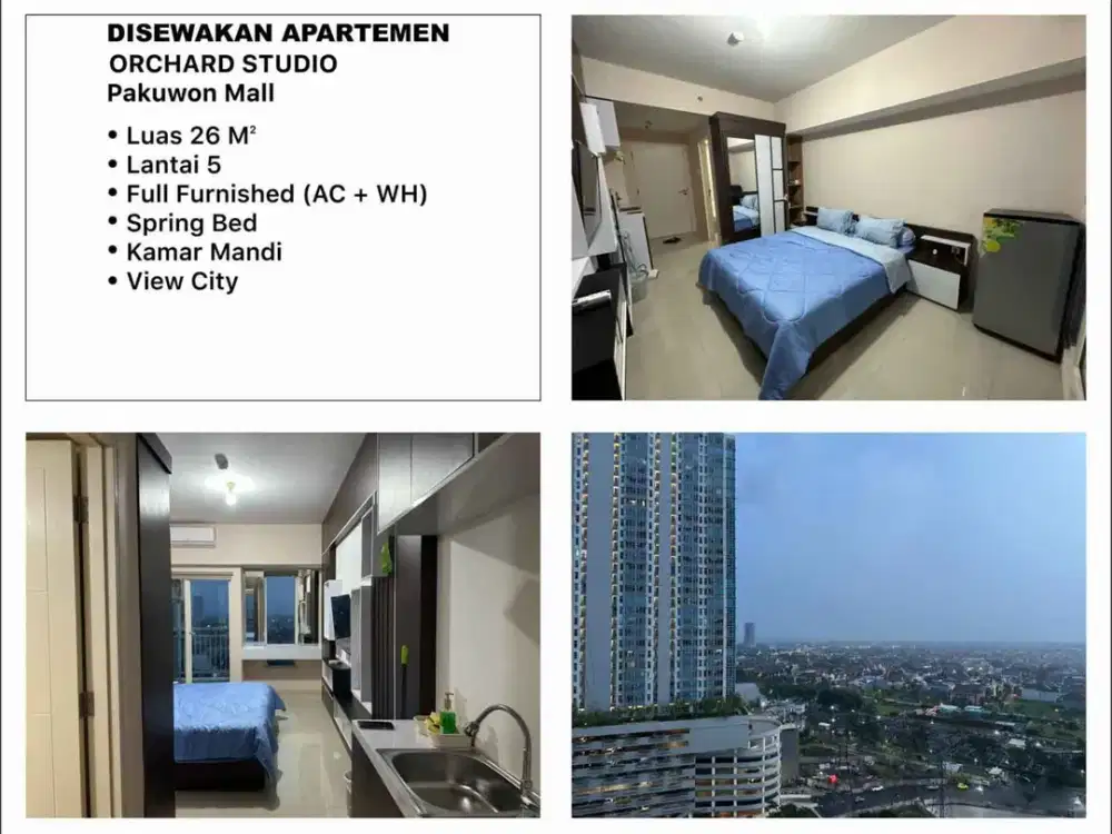 Disewakan Apartemen Orchard Studio - Pakuwon Mall, Surabaya