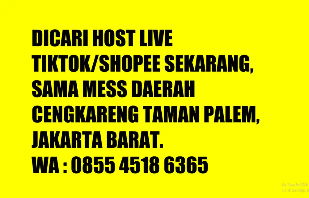DICARI HOST LIVE BERJUALAN