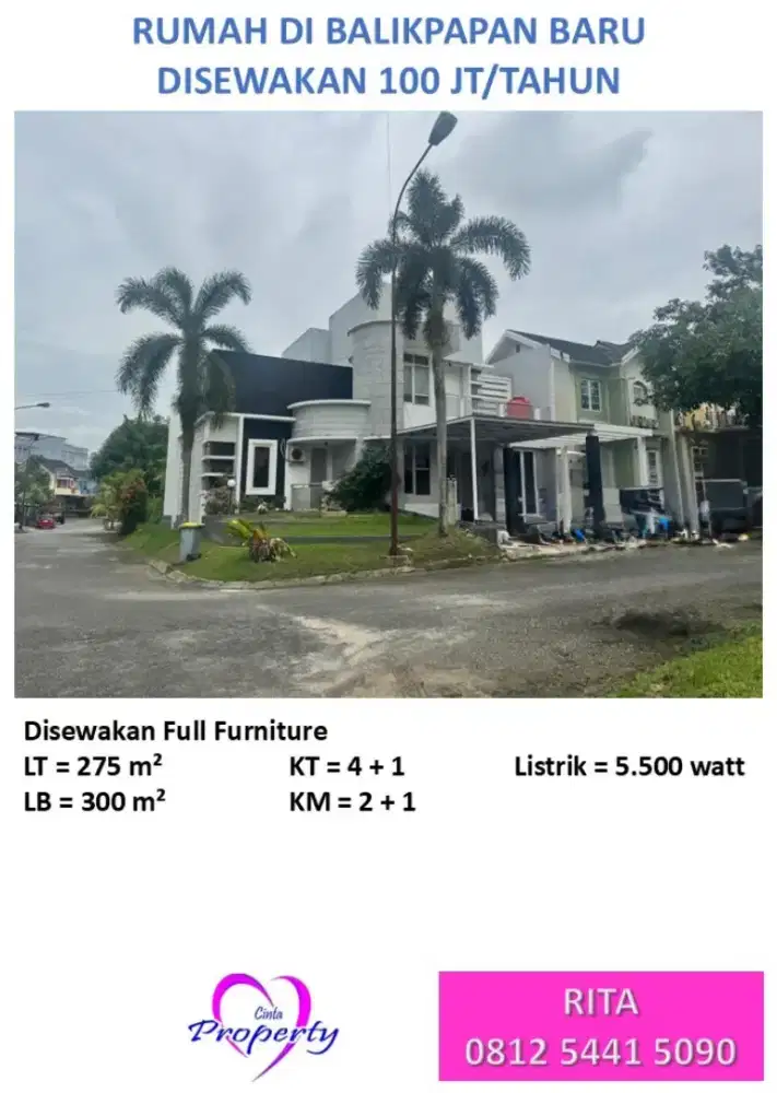 DISEWAKAN RUMAH CANTIK DI BALIKPAPAN BARU