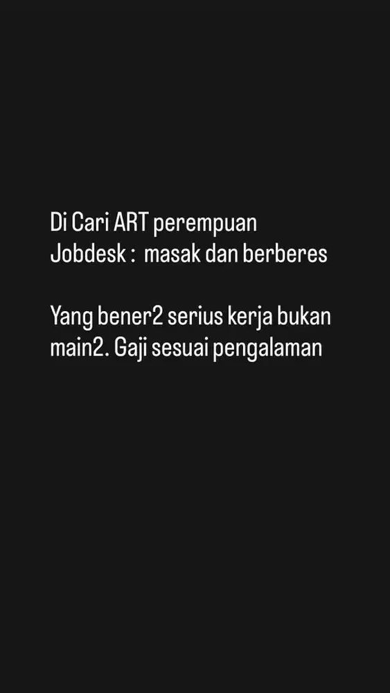 LOWONGAN KERJA ART / PEMBANTU / LOKER ART