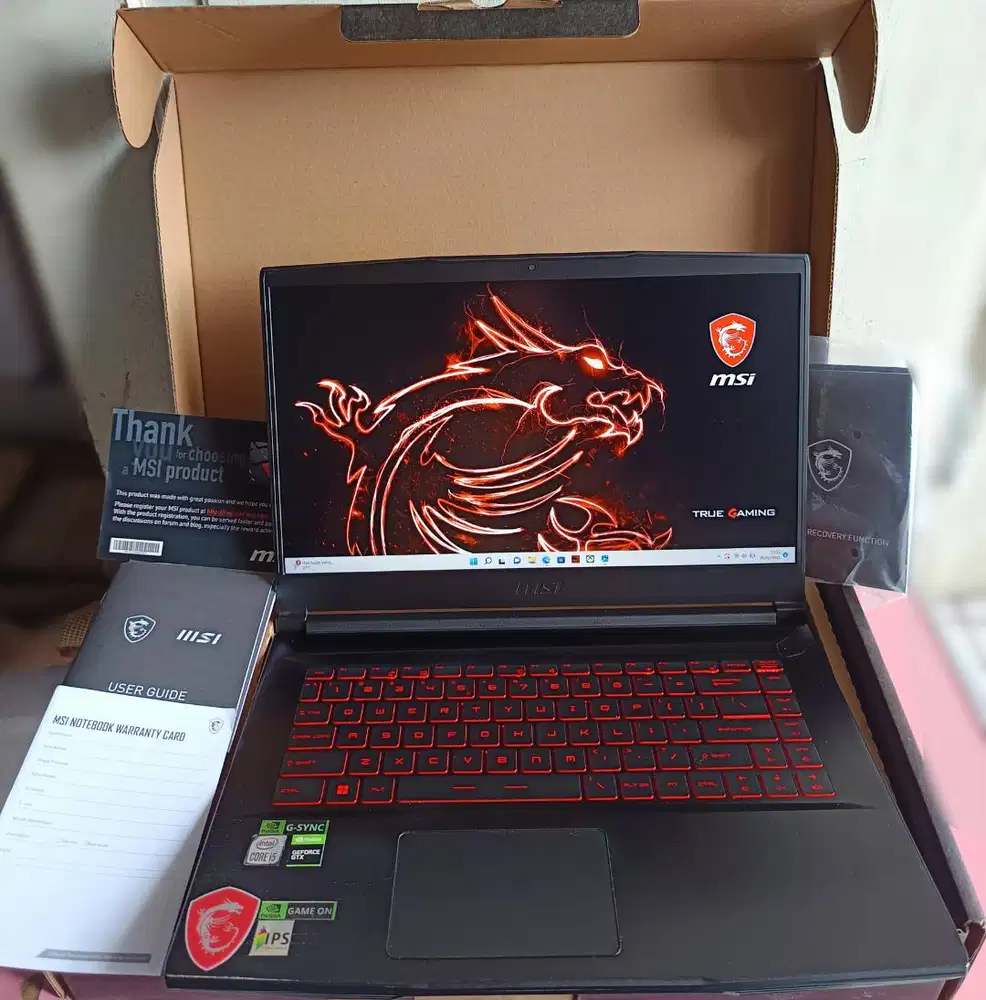 LAPTOP GAMING MSI GF63 i5 GEN10 DDR4 16GB/1TB/512GB NVME GTX 1650 DDR6