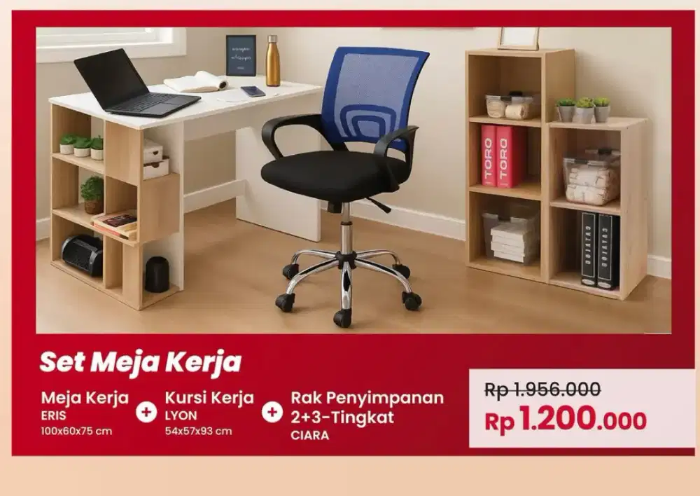 Promo 12.12 Set meja kerja hanya Rp. 1.200.000
