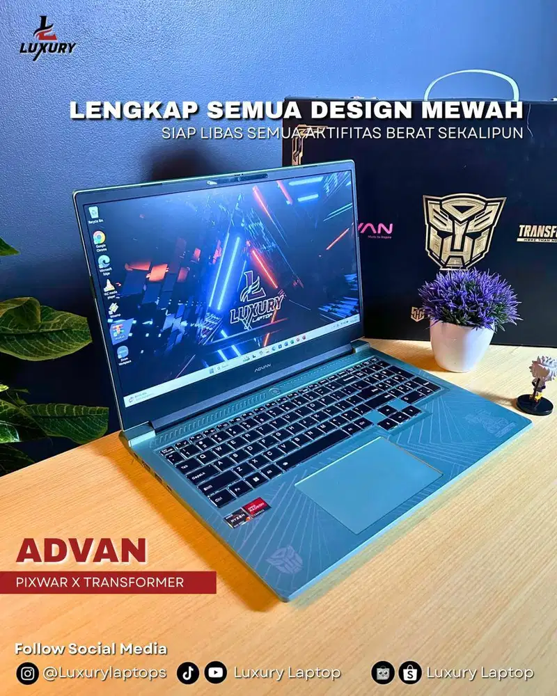 LAPTOP GAMING ADVAN PIXWAR TRANSFORMER 1701 AMD RYZEN 7 RAM SSD BU
