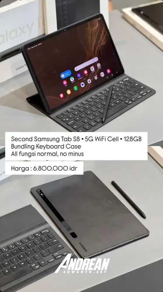 Samsung Tab S8 cell with bundling keyboard