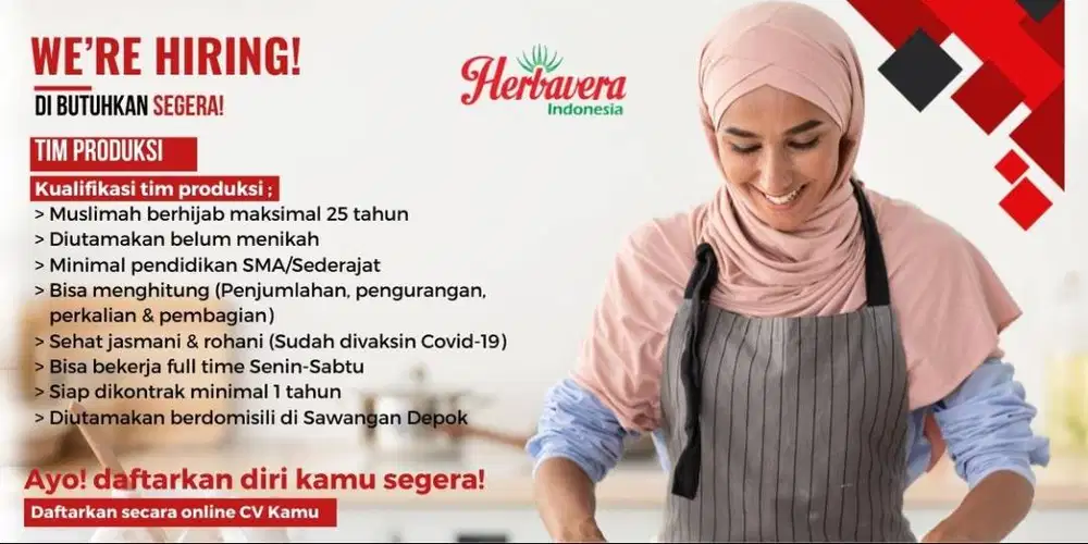 Rekrutmen Tim Produksi Herbavera Indonesia