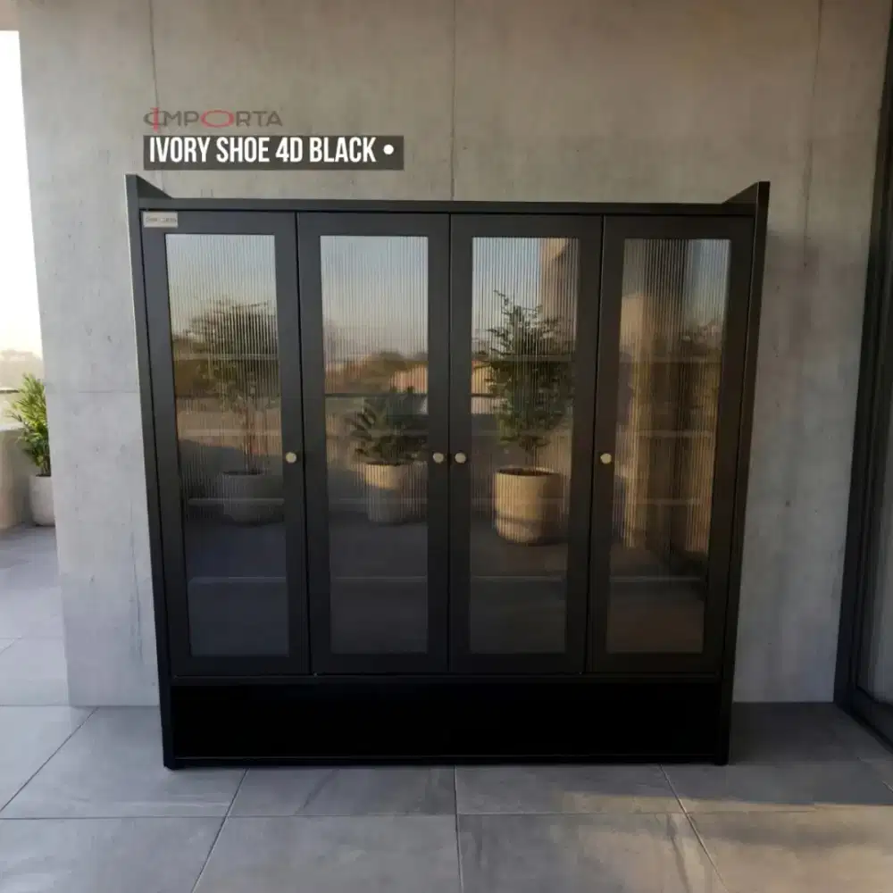 Lemari Sepatu Besi 4 Pintu IMPORTA Ivory Shoe Cabinet 4D Black