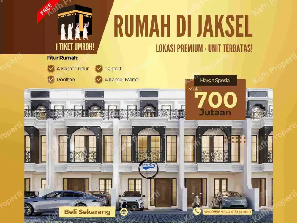 Rumah Mewah 2,5 Lantai + Rooftop di Kebagusan – Harga Mulai 700 Jutaan