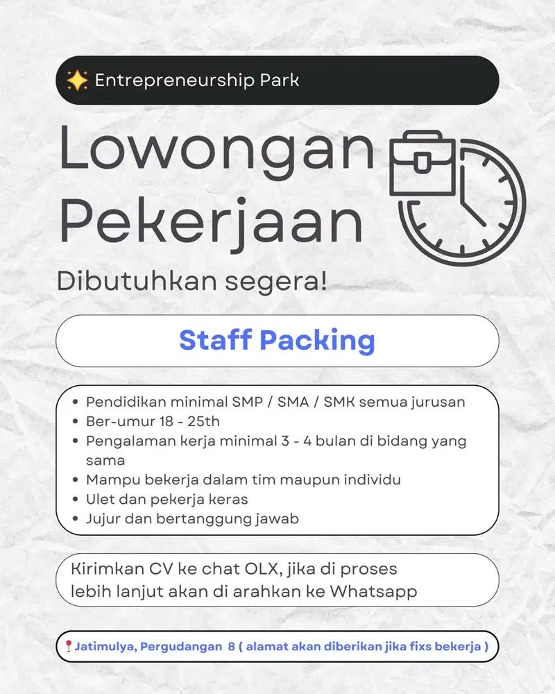 DUBUTUHKAN KARYAWAN PACKING