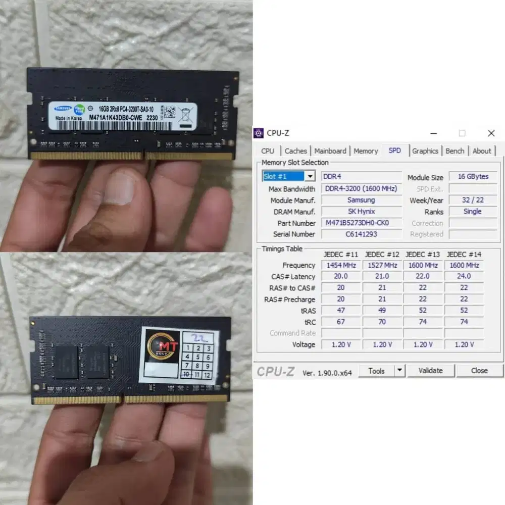 16GB DDR4 3200MHz RAM Memori Laptop Samsung