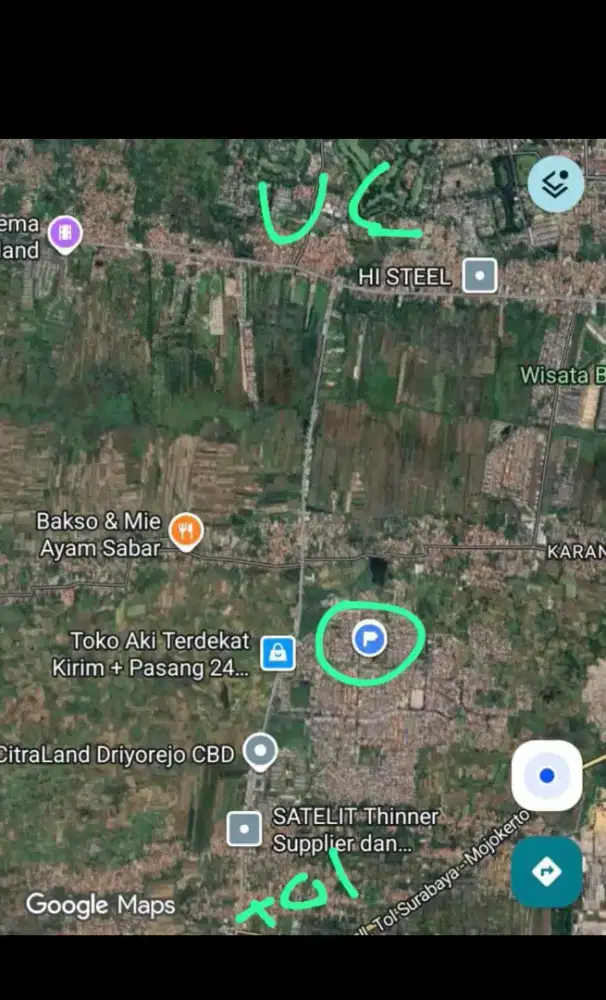 SAMPING PINTU TOL DRIYOREJO Dijual Rumah Tanah Kavling KBD Surabaya