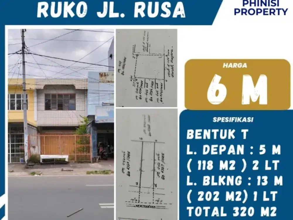 DIJUAL Ruko bentuk T di Jalan Rusa