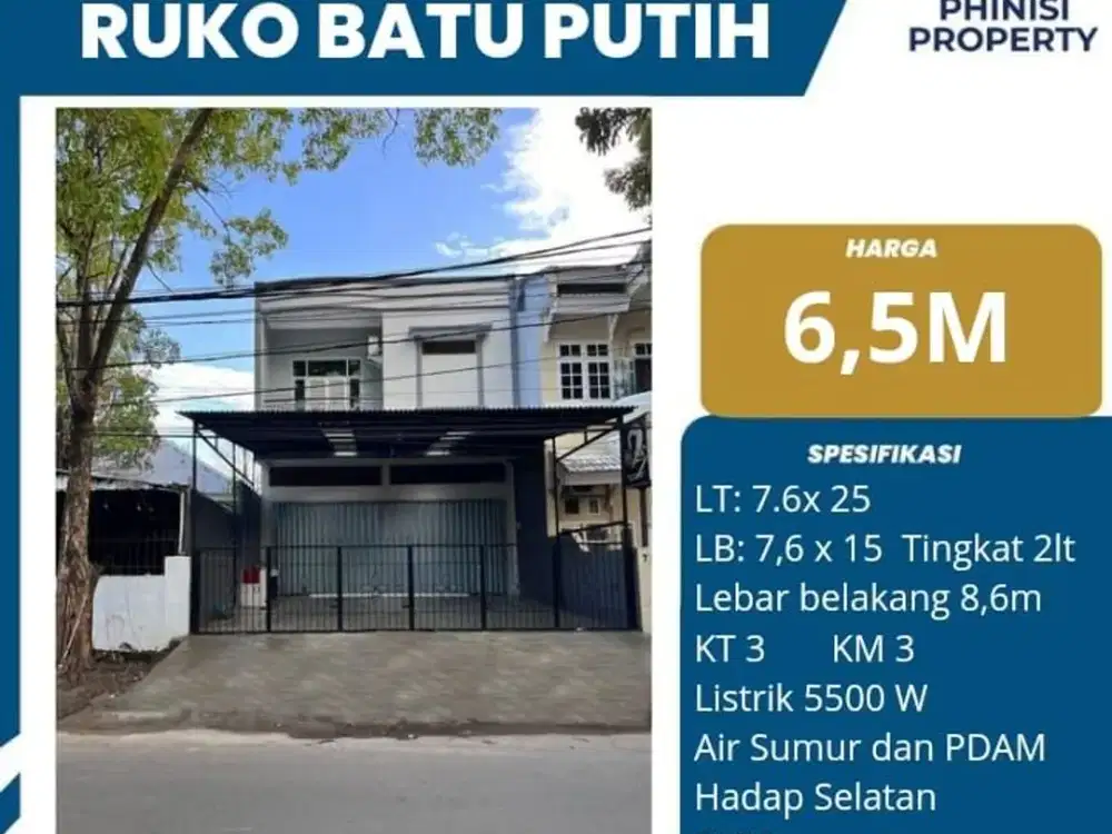 DIJUAL Ruko Lokasi Tengah Kota Strategis di Jalan Gunung Batu Putih