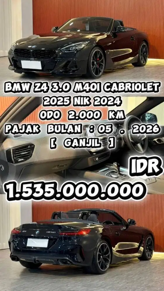 [ ODO 2.000 KM ] BMW Z4 3.0 M40i CABRIOLET 2025 NIK 2024 SIAP PAKAI