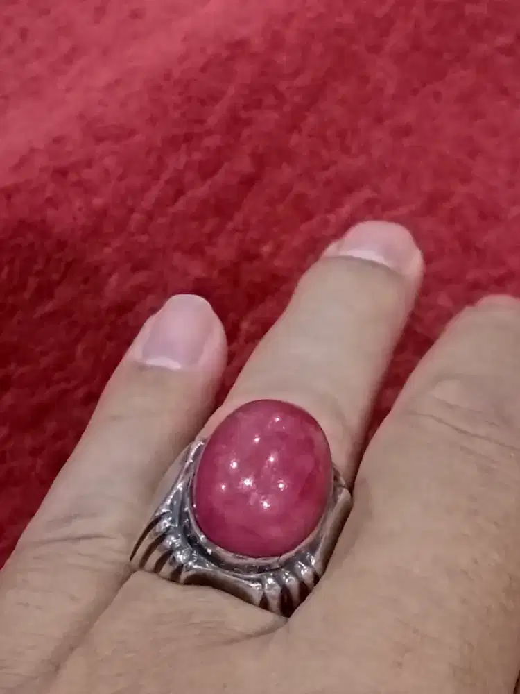 Dimaharkan batu akik red borneo ring perak