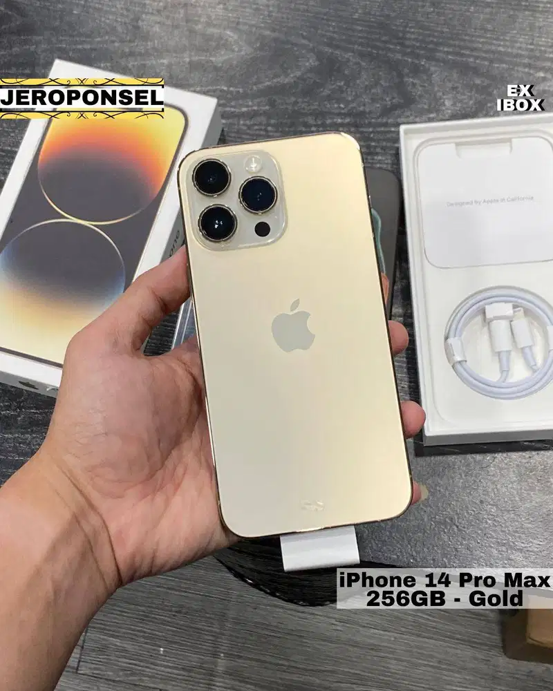 IPHONE 14 PRO MAX 256GB GOLD EX IBOX MULUS FULL ORIGINAL GARANSI