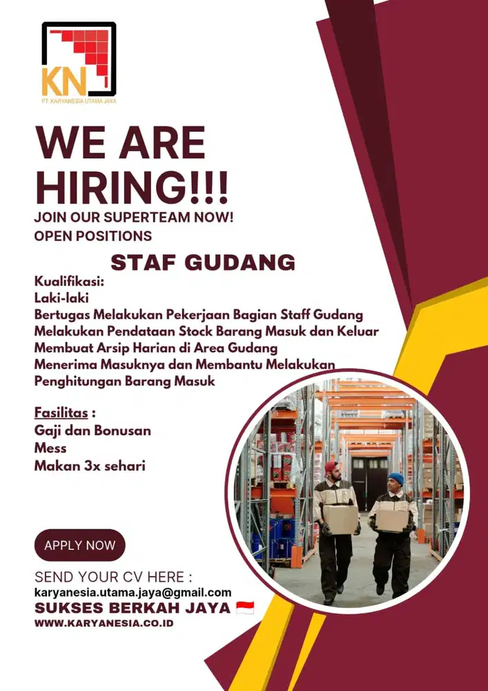 Dibutuhkan Staf Gudang