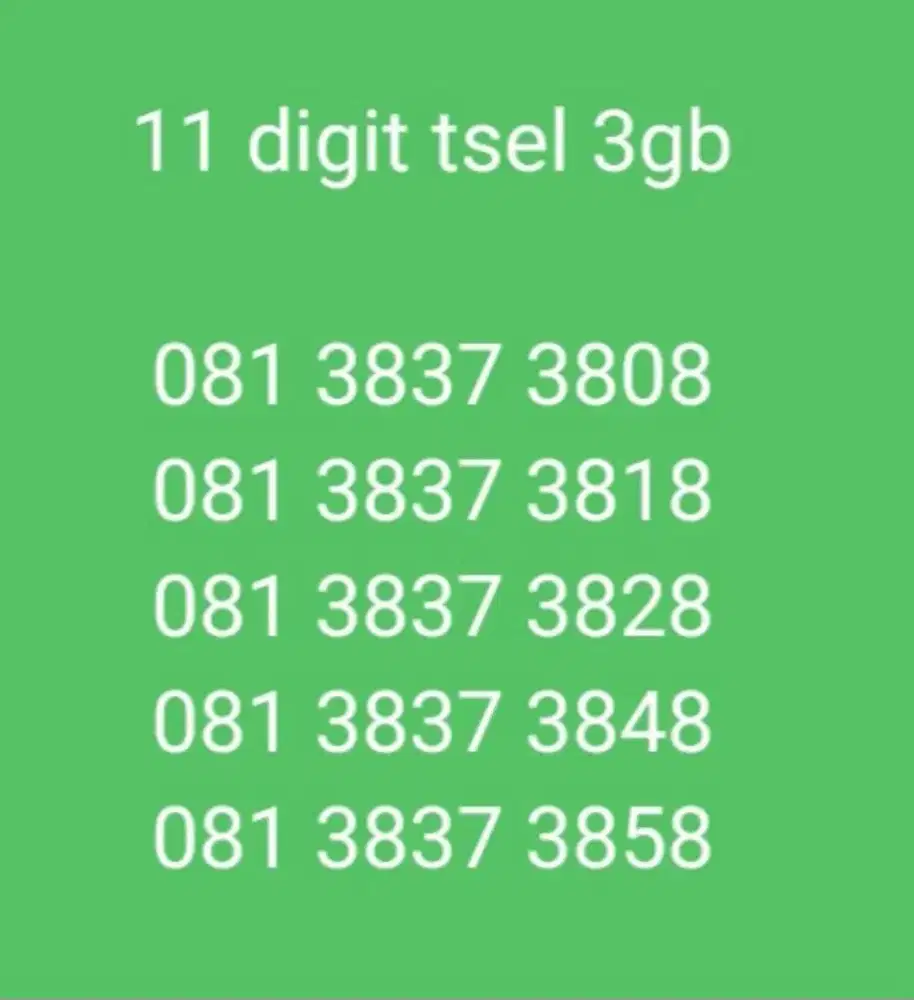 Kartu perdana nomor cantik simpati 11 digit