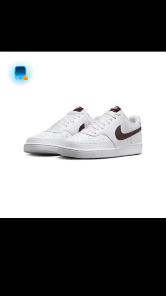 Nike Court Vision Lo Nn White Burgundy Crush Mens - ORIGINAL Size 45