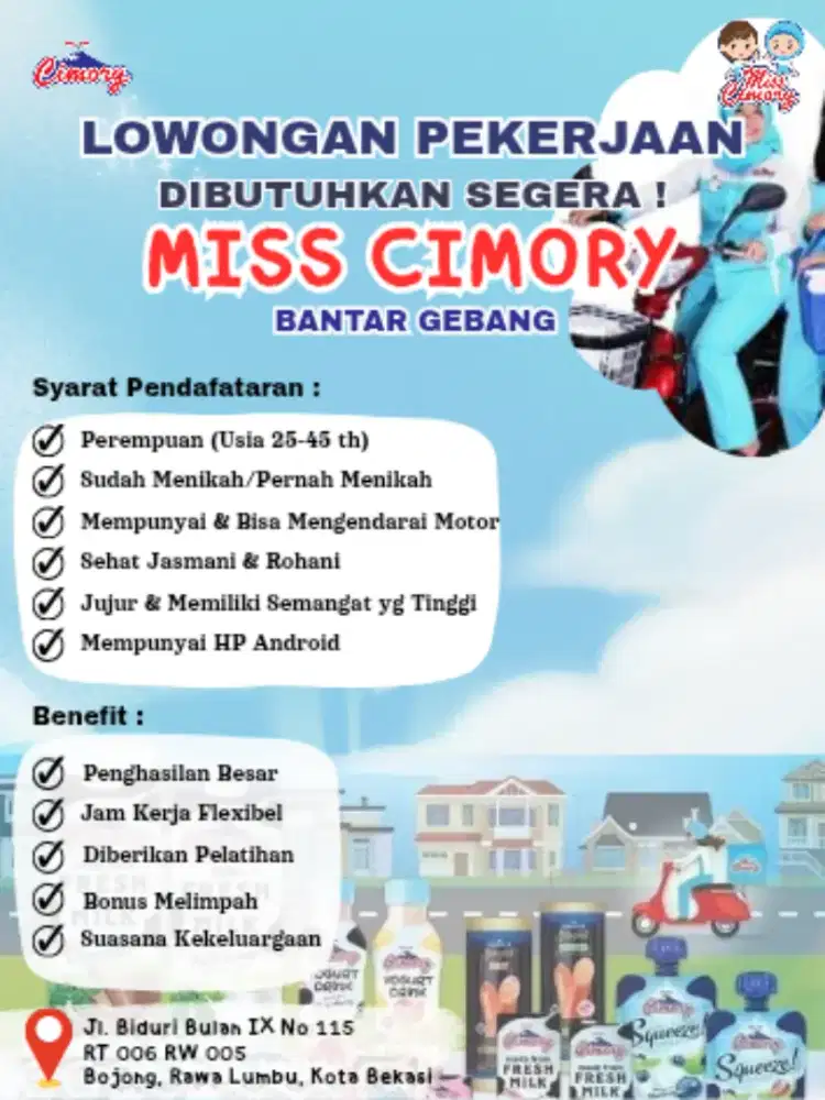 LOWONGAN PEKERJAAN SALES CIMORY (MISS CIMORY)