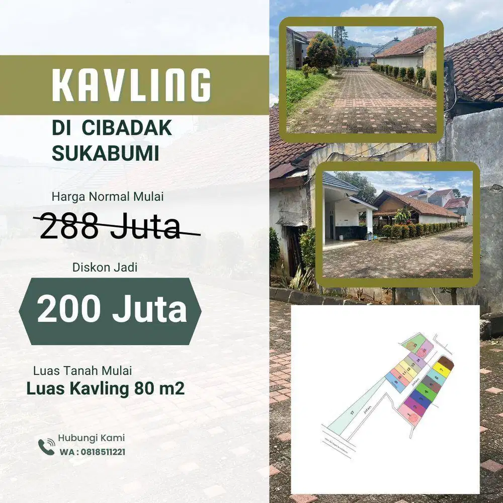 Tanah Kavling 90m Jalan Utama Cibadak Sukabumi