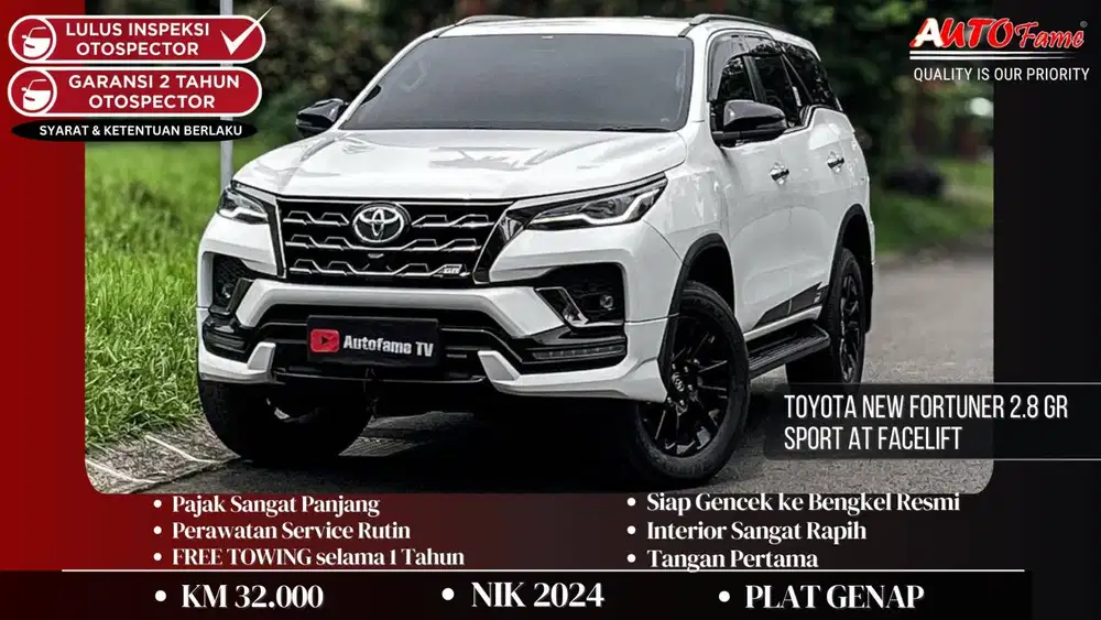 Toyota New Fortuner 2.8 GR Sport AT FACELIFT White On Black NIK 2024