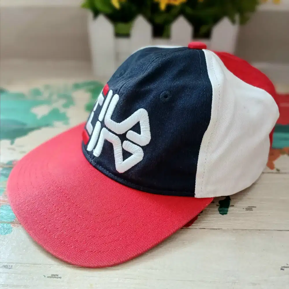 Topi Fila F+LA baseball cap logo bordir, ori, preloved