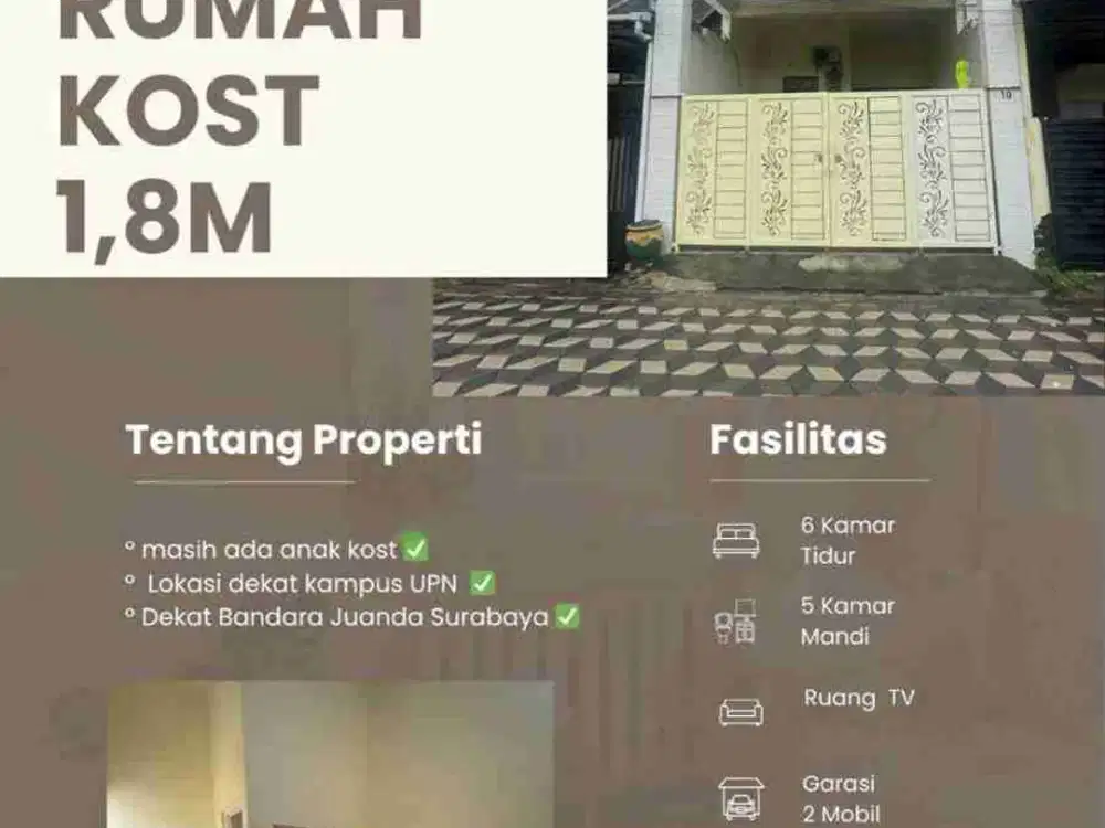JUAL KOST-AN AKTIF 2 LANTAI LOKASI STRATEGIS DI-WONOREJO RUNGKUT