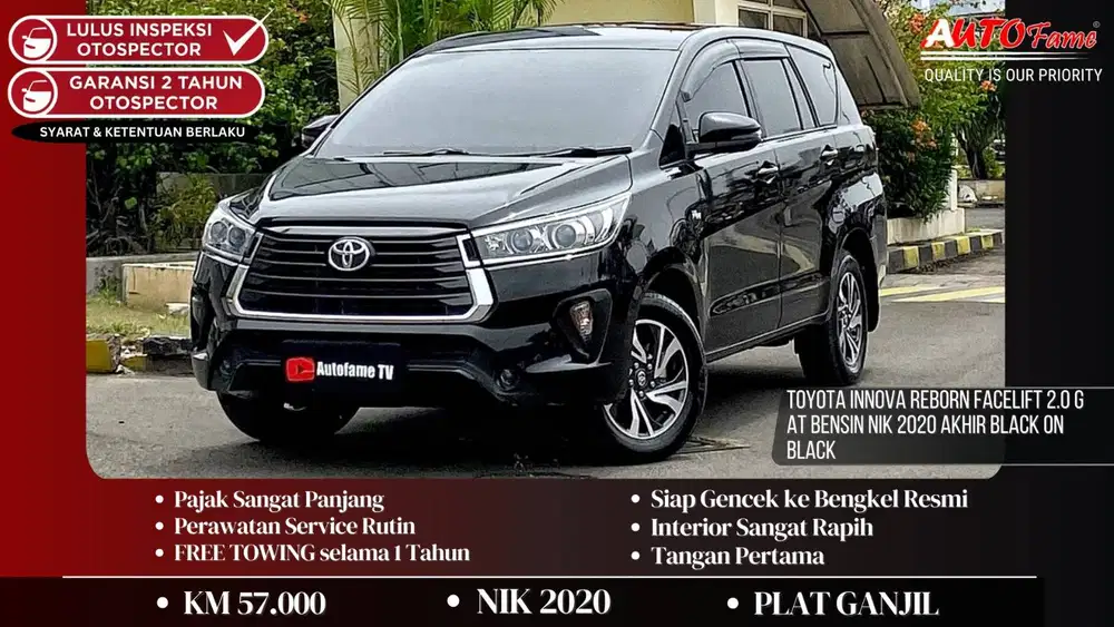 Toyota Innova Reborn Facelift 2.0 G AT Bensin NIK 2020 Akhir