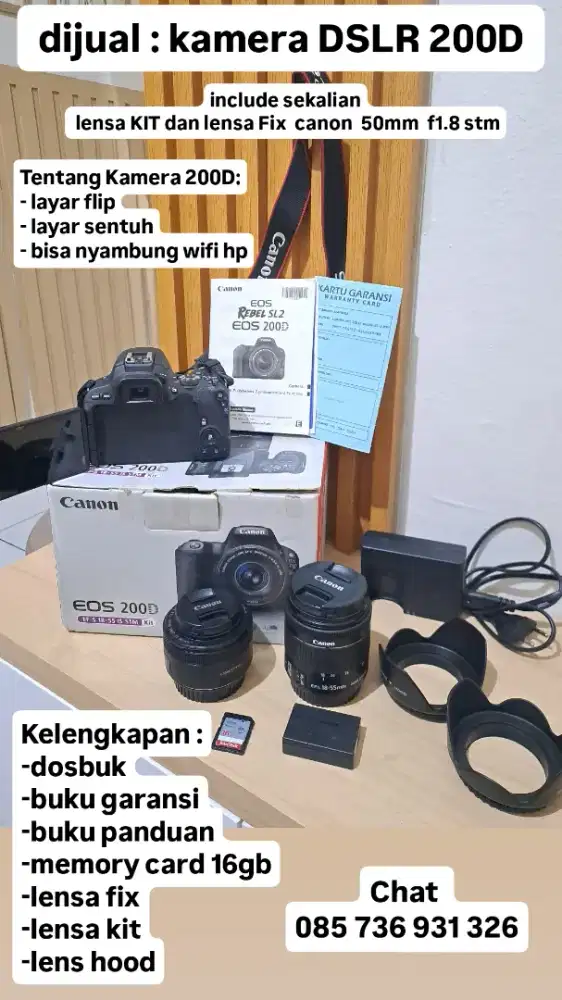 Kamera DSLR 200D bekas
