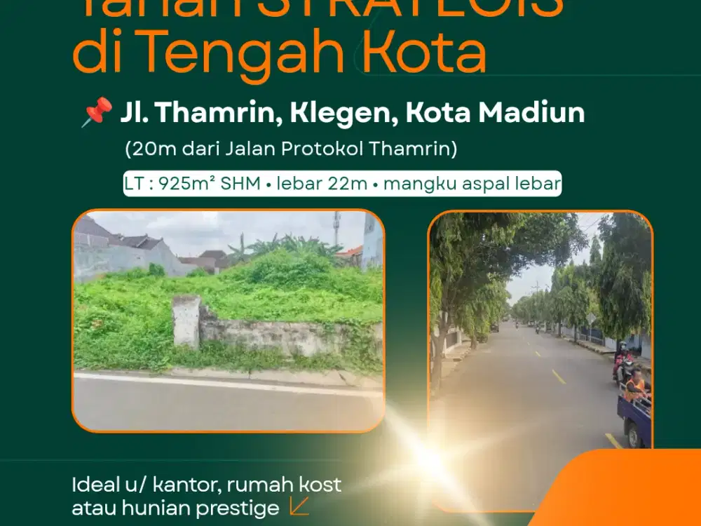 Dijual Tanah Harga Miring Dekat Jalan Protokol Kota Madiun