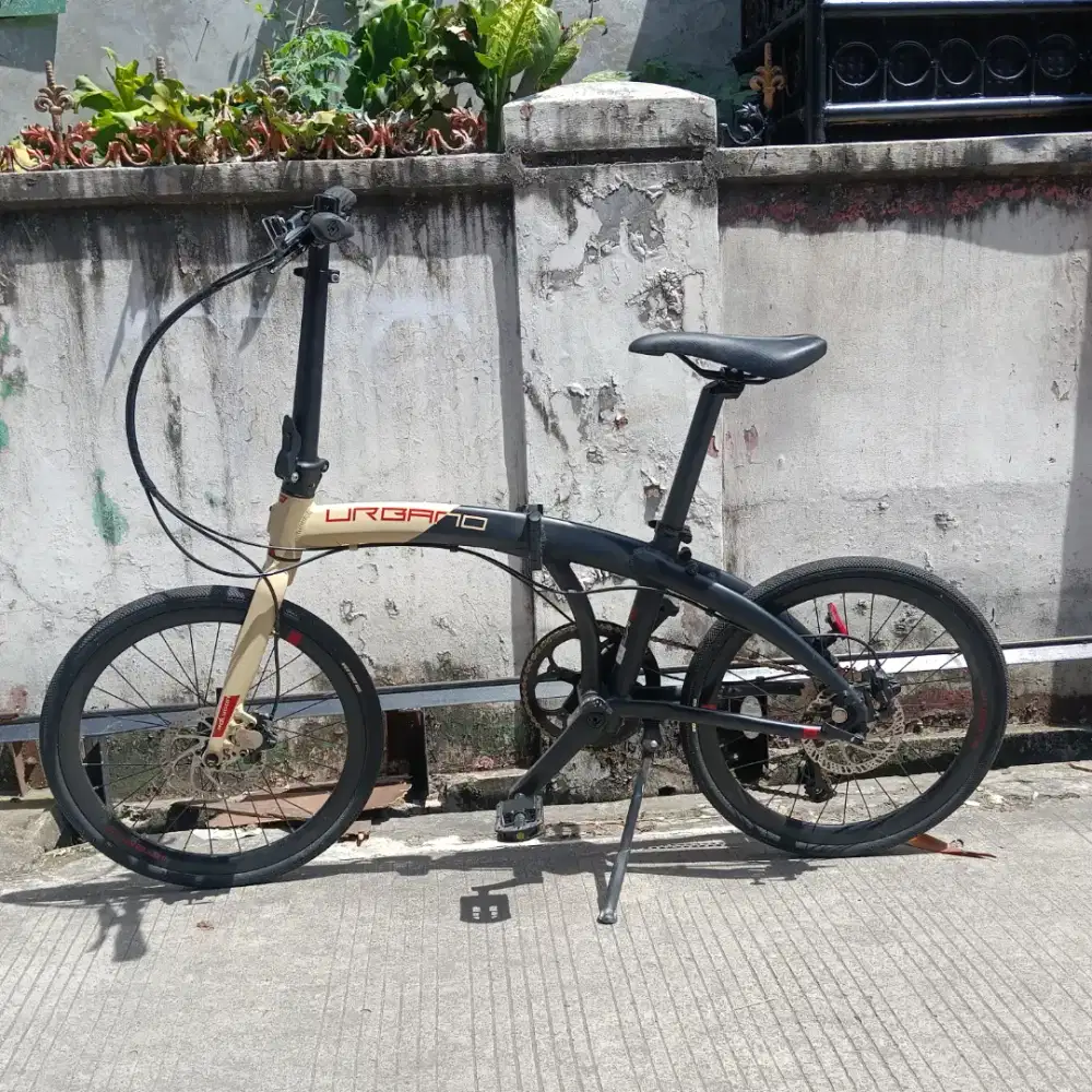 Sepeda lipat 20 Polygon Urbano 5 rem hidrolik hollow crank 9speed sora