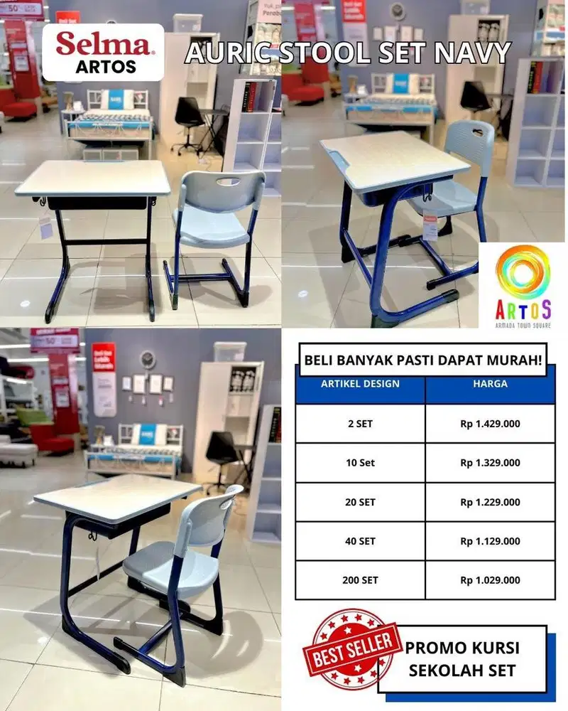 PROMO SET MEJA KURSI SEKOLAH