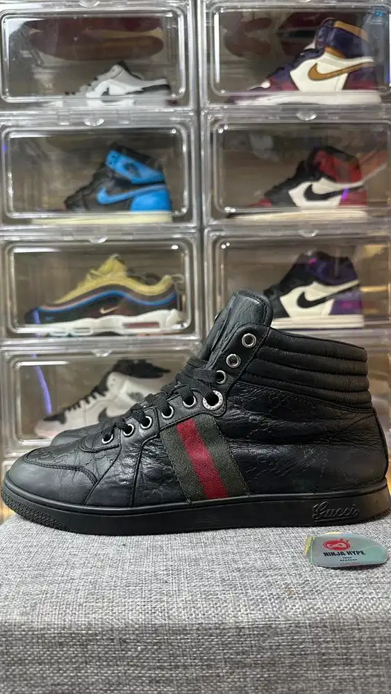 GUCCI CODA BLACK LEATHER HIGH TOP SNEAKERS