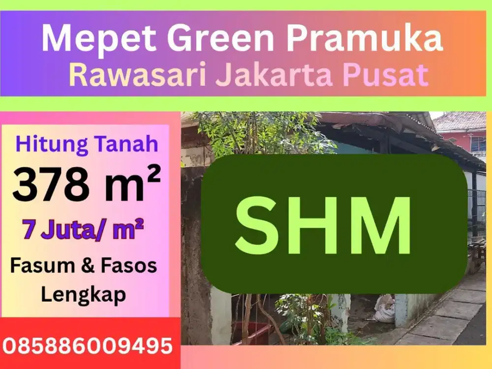 Jual Tanah di Jakarta Pusat, Rawasari,  Nempel Nempel cempaka Putih, SHM, & 7 Juta/m2, Nego