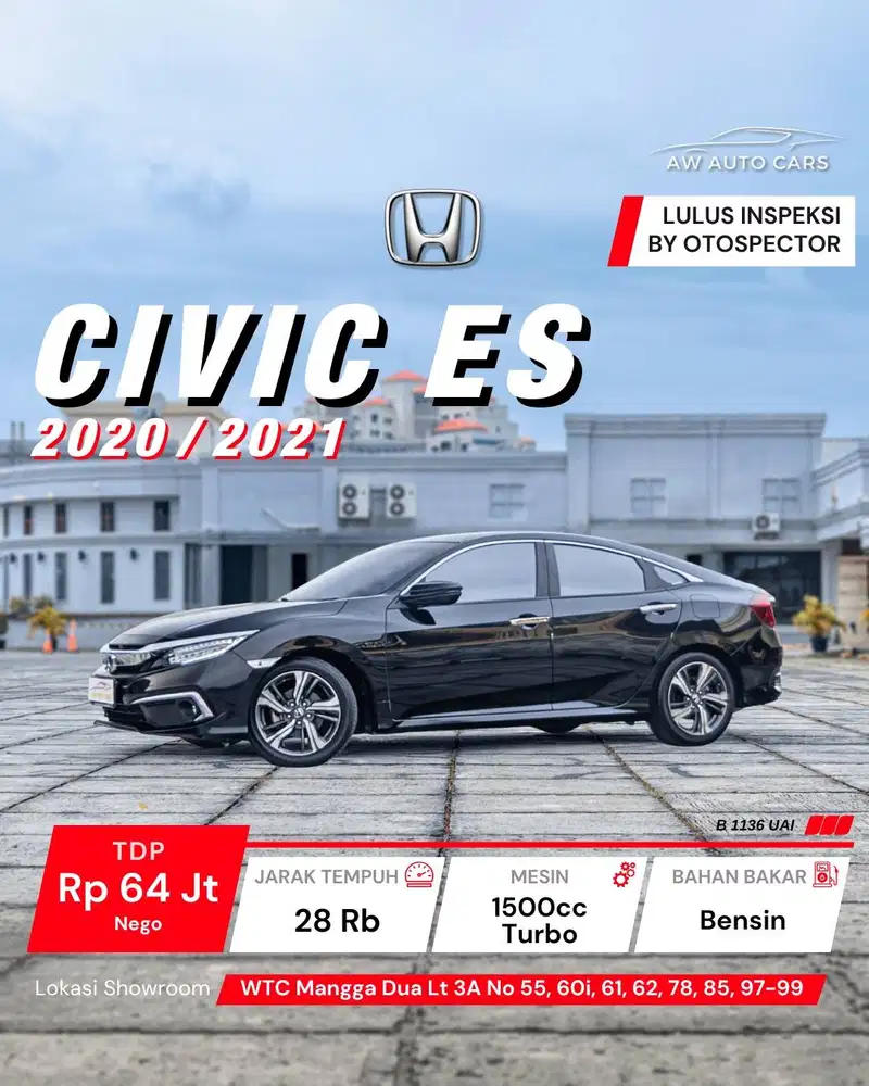 [KM 28 RB] Civic ES 2021 NIK 2020 low KM Sedan mdl HB E S 2022