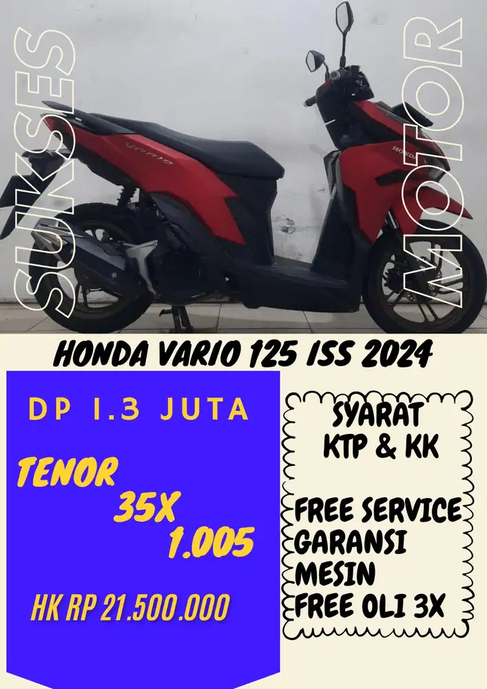 DP MURAH HONDA VARIO 125 CBS ISS 2024 DP 1.3 BISA CASH/KREDIT