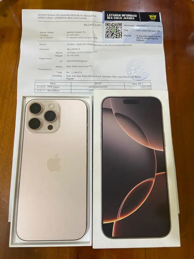 Iphone 16 promax 256gb dualsim regist beacukai