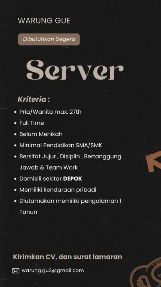 Lowongan pekerjaan waiters