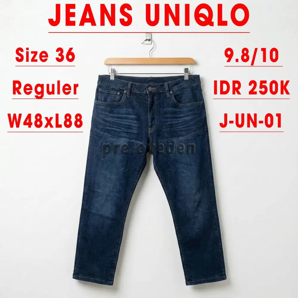 (Preloved) Celana Jeans Panjang Pria Uniqlo Blue Size 36 Reguler Fit