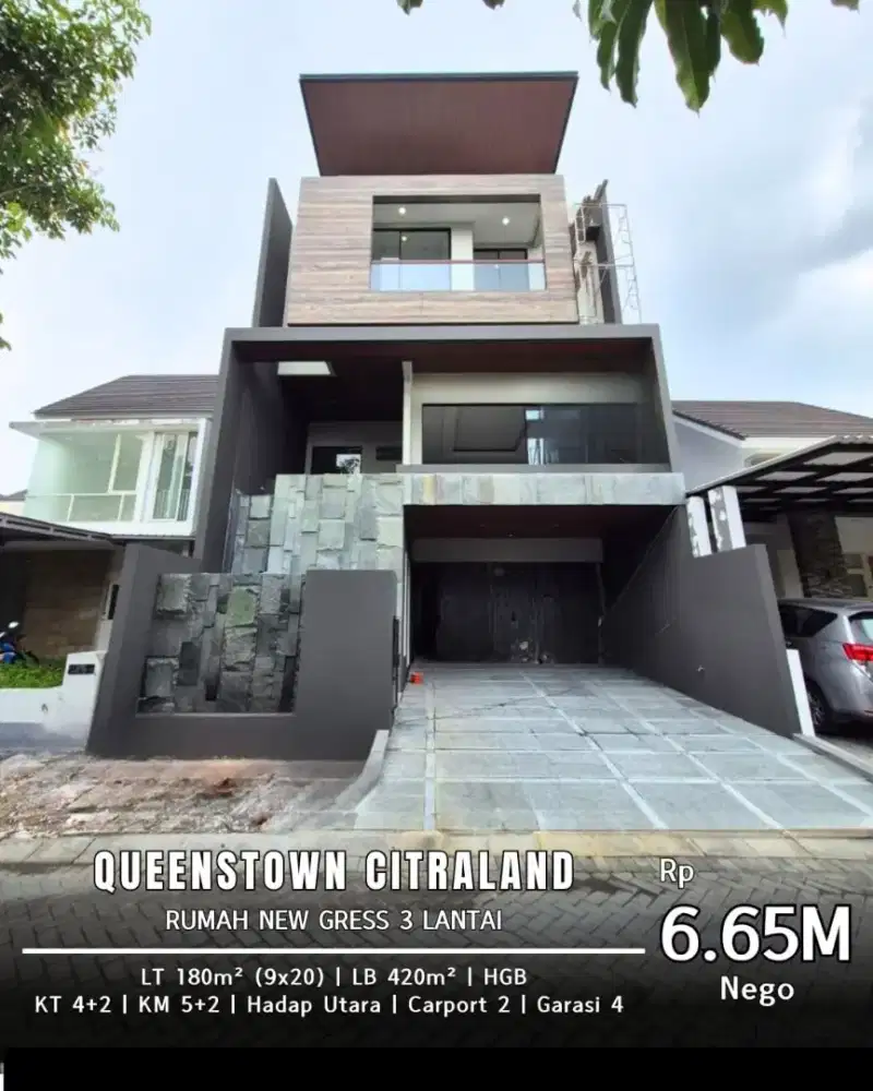 Dijual rumah 3lantai baru gress citraland utama Queenstown